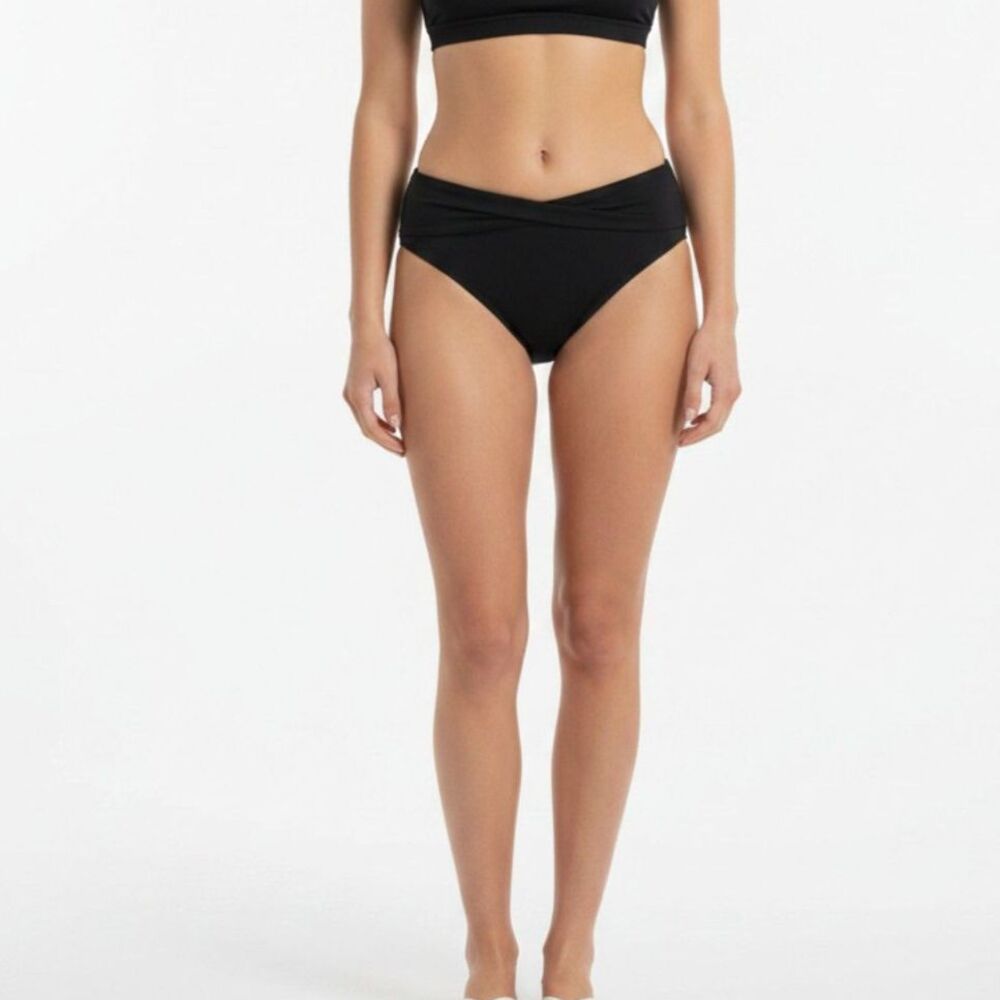 Athleta Black Twist Waist Solid Bikini Swim Bottoms S